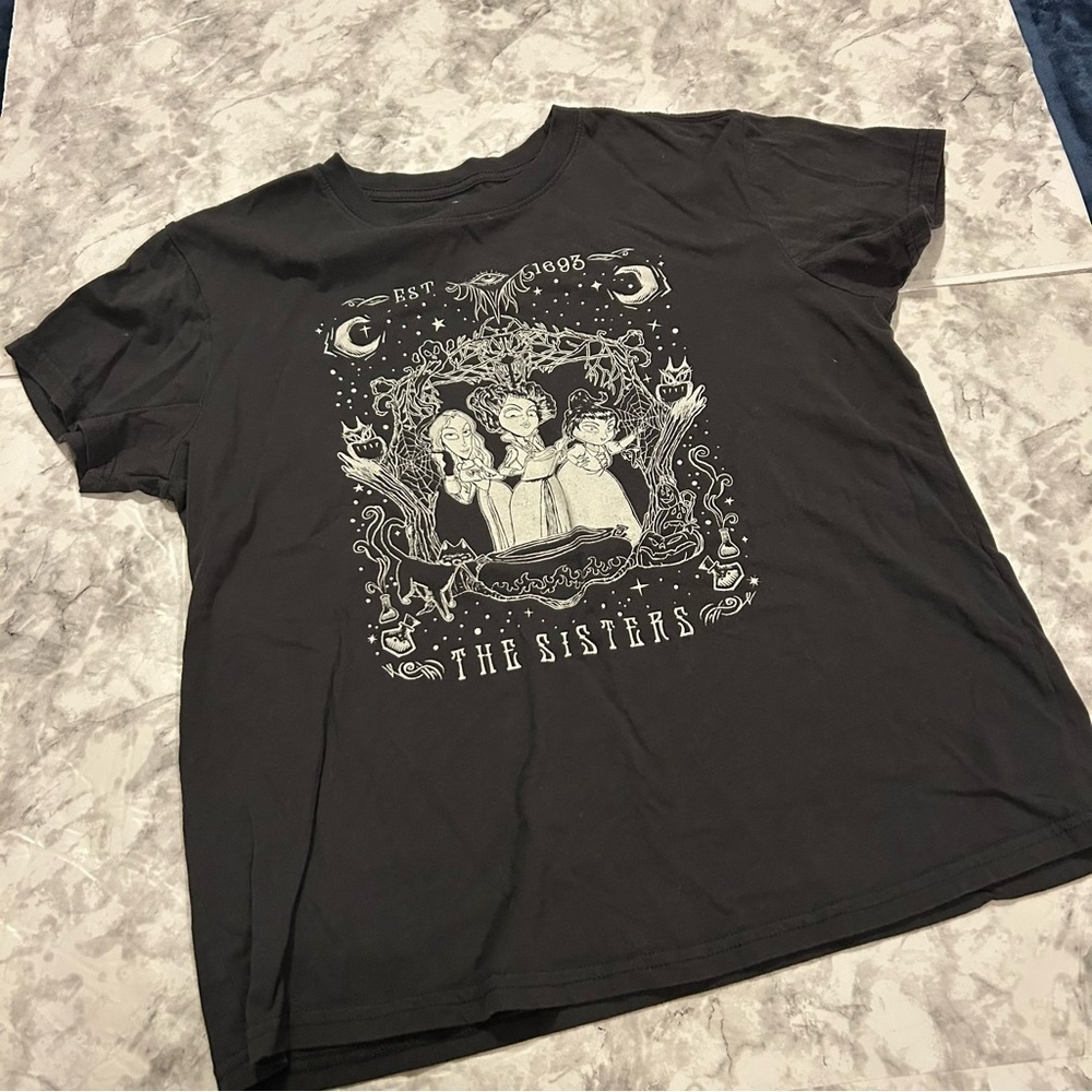 Women’s Disney Hocus Pocus Character Cartoon Gray Cropped Tshirt size medium